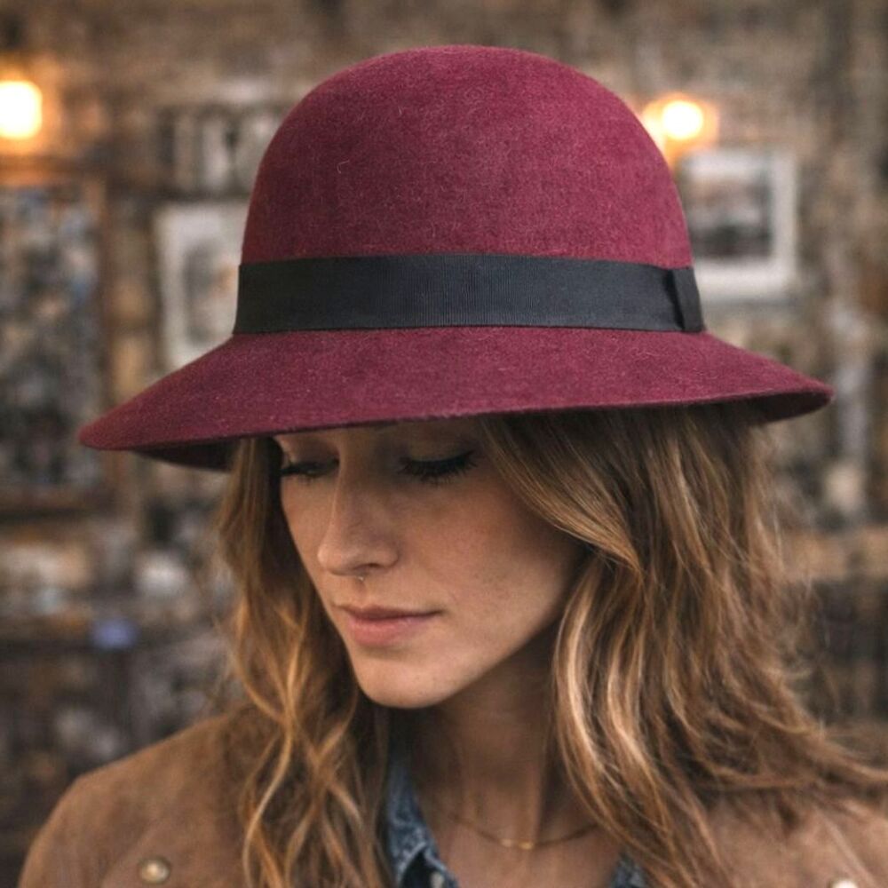 Goorin Bros Maroon Red Wool Cloche Hat Women's Size Medium